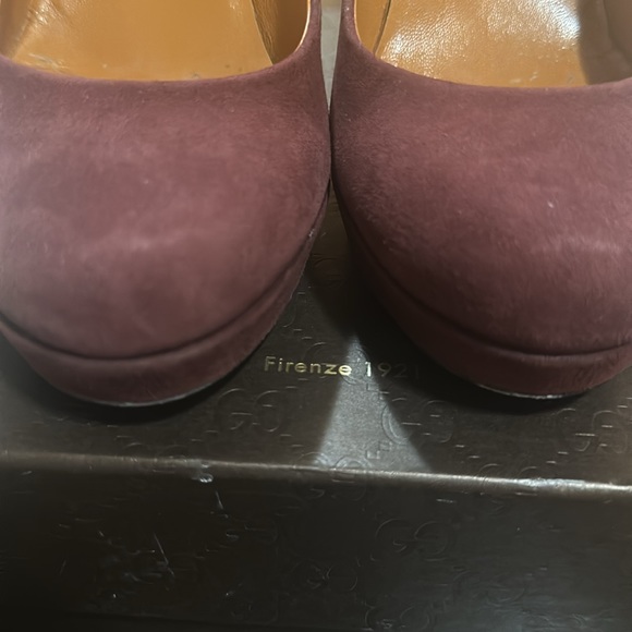 Gucci SCARLATTO Kid Scamosciato Burgundy Heels size 36+ - Picture 11 of 16